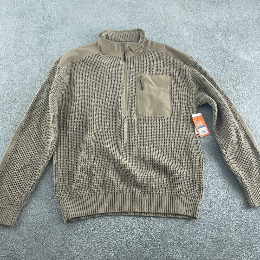 Mens XL Bass Outdoor Mixed Sweater Kelp Cotton/Polyester Knit Half-Zip NWT 5045
